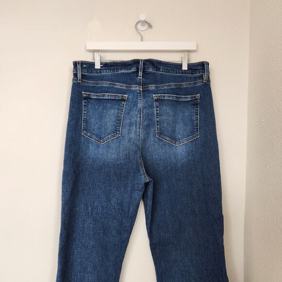 LOFT Blue Denim Raw Hem Slim Flare Jeans Distressed Hem Mid Rise 14 / 32W - Picture 7 of 9